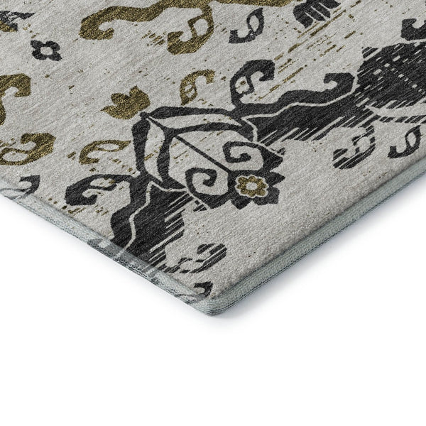 HomeRoots 8' X 10' Elegant Black, Beige, and Gold Medallion Washable Area Rug with UV Protection & Durability 663736