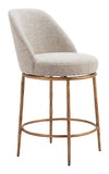 Nordhavn Swivel Counter Stool Beige & Gold 110272 Zuo Modern