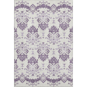 HomeRoots 10' X 14' Purple and Ivory Medallion Area Rug - Washable, UV Protected, Stylish for Busy Homes! 663786