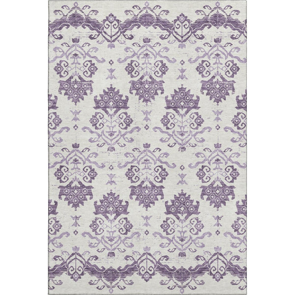 HomeRoots 10' X 14' Purple and Ivory Medallion Area Rug - Washable, UV Protected, Stylish for Busy Homes! 663786