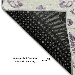 HomeRoots 10' X 14' Purple and Ivory Medallion Area Rug - Washable, UV Protected, Stylish for Busy Homes! 663786