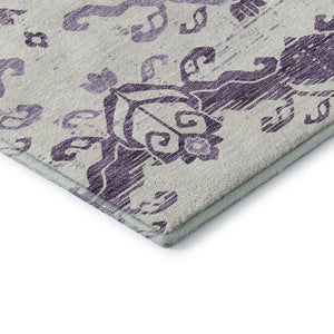 HomeRoots 10' X 14' Purple and Ivory Medallion Area Rug - Washable, UV Protected, Stylish for Busy Homes! 663786