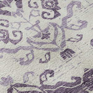 HomeRoots 10' X 14' Purple and Ivory Medallion Area Rug - Washable, UV Protected, Stylish for Busy Homes! 663786