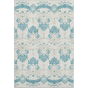 HomeRoots 10' X 14' Teal Ivory Gray Medallion Area Rug - UV Protected, Stain-Resistant, Durable & Stylish! 663798
