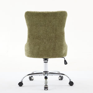 English Elm A&A Elegant Chenille Tufted Office Chair with Hand-Pulled Buttons, Nailhead Trim & Gold Chrome Base Green W1143P366777