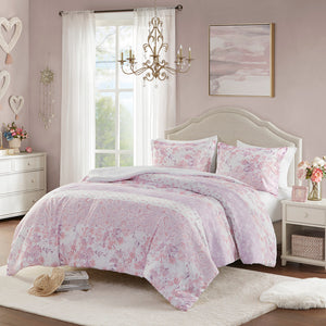 JLA Home Intelligent Design - Floral Vintage Paisley Duvet Cover Set with Antimicrobial OEKO‑TEX Fabric, Button Closure & Ties 90 L x 88 W x 0.13H ID12-2325