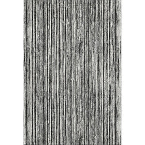 HomeRoots 8' X 10' Black and Ivory Striped Washable Area Rug with UV Protection for Stylish, Easy Living Spaces 663802