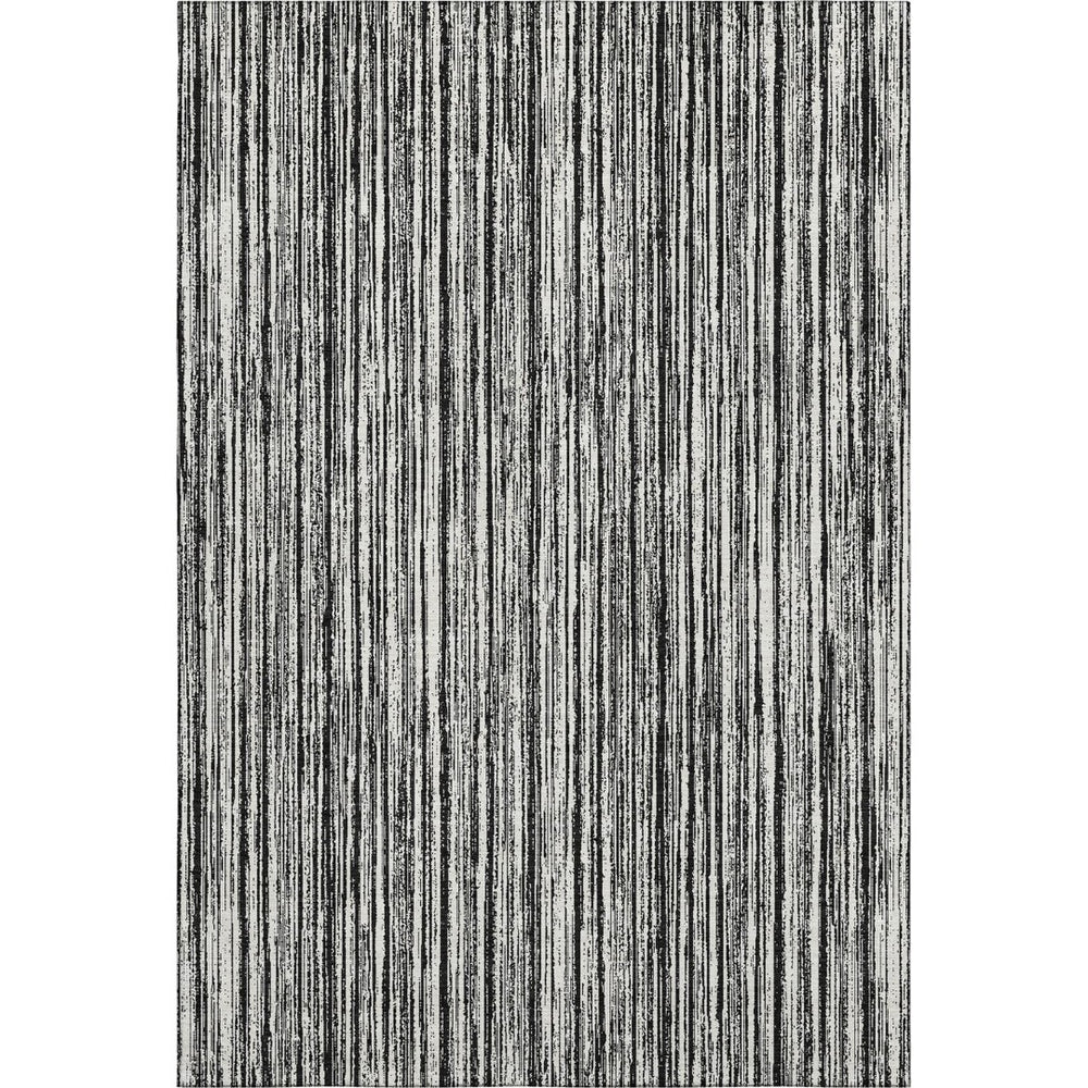 HomeRoots 10' Black and Ivory Striped Washable Area Rug - Stain Resistant, UV Protected for Busy Homes! 663804