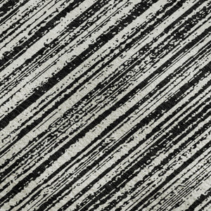 HomeRoots 10' Black and Ivory Striped Washable Area Rug - Stain Resistant, UV Protected for Busy Homes! 663804