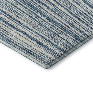 HomeRoots 5' X 8' Blue And Ivory Striped Area Rug - Washable, UV Protected, Stain-Resistant, Durable Design 663806