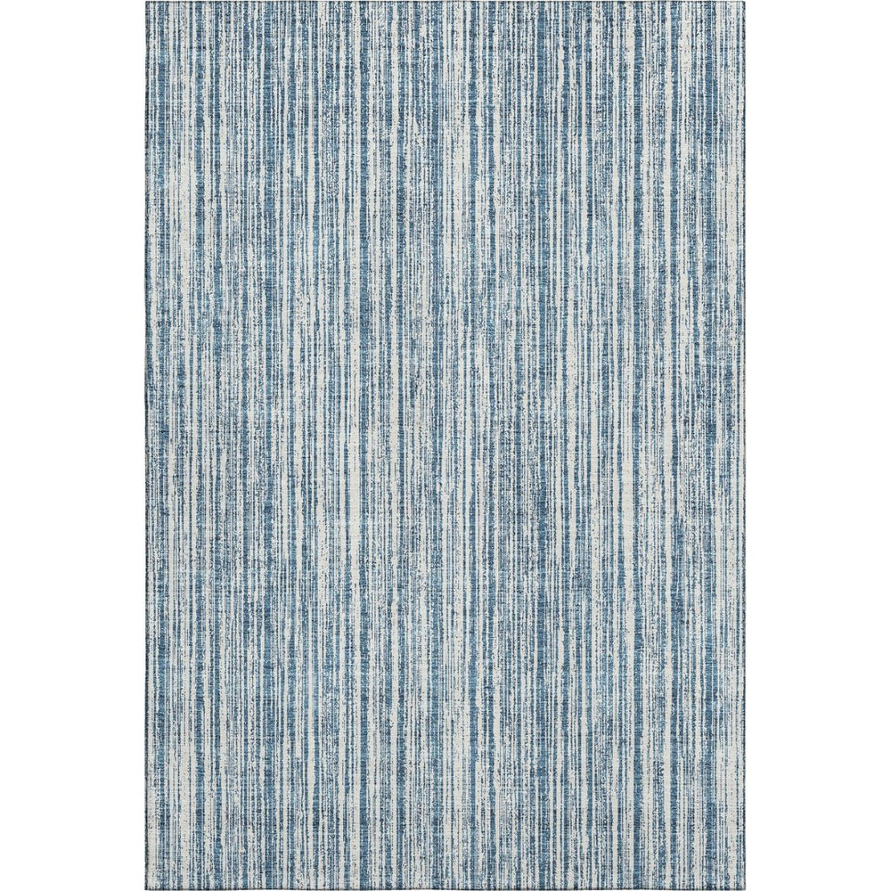 HomeRoots 8' X 10' Washable Blue and Ivory Striped Area Rug with UV Protection for Coastal Charm & Durability 663808