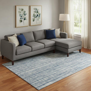 HomeRoots 10' Blue and Ivory Striped Washable Area Rug - UV Protected, Durable, Perfect for Homes with Kids & Pets 663810