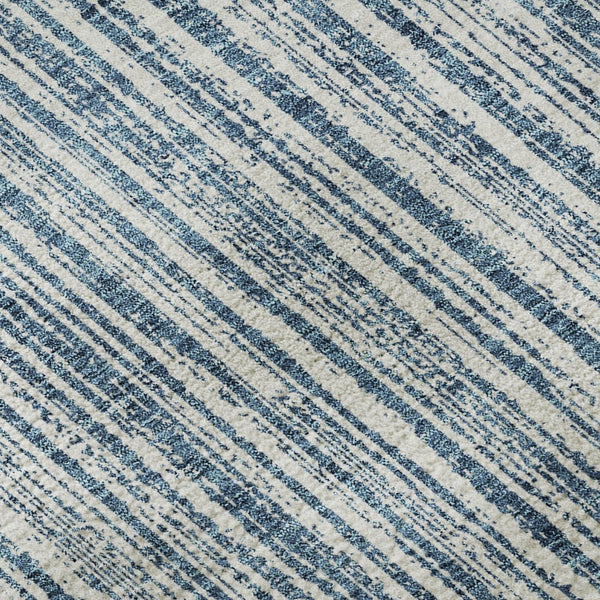 HomeRoots 10' Blue and Ivory Striped Washable Area Rug - UV Protected, Durable, Perfect for Homes with Kids & Pets 663810
