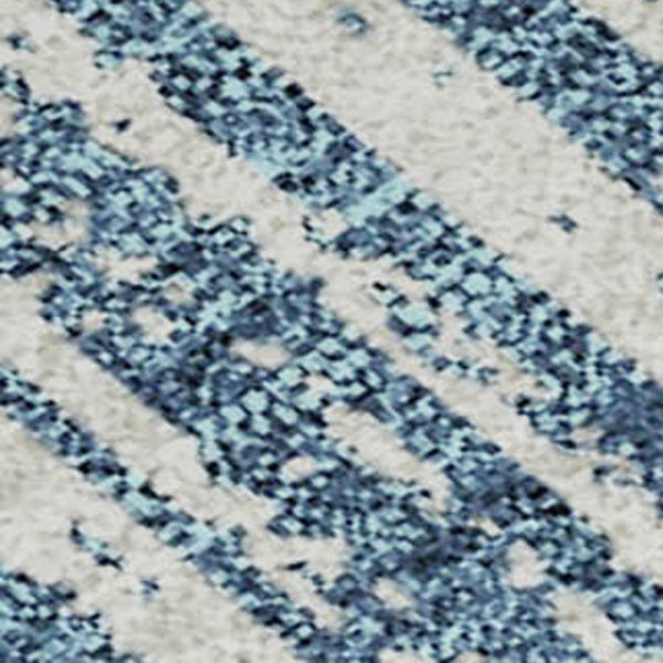 HomeRoots 10' Blue and Ivory Striped Washable Area Rug - UV Protected, Durable, Perfect for Homes with Kids & Pets 663810