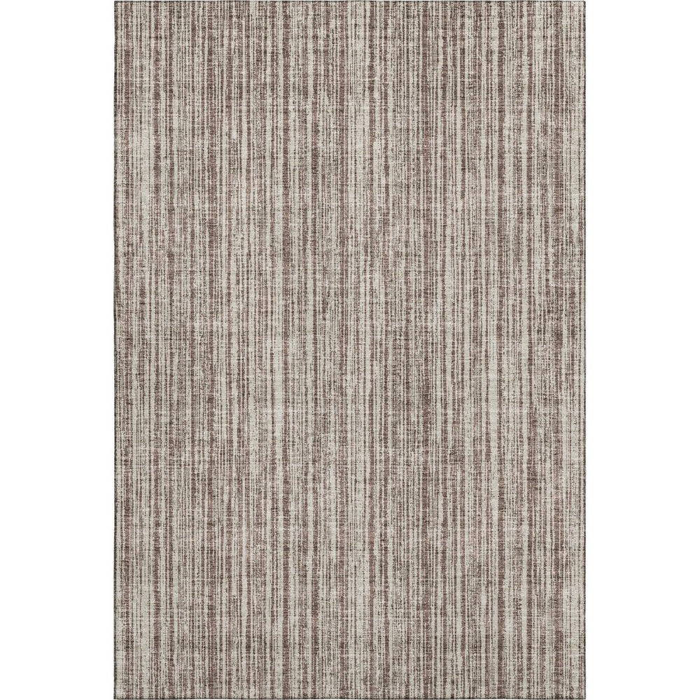 HomeRoots 5' X 8' Brown and Ivory Striped Area Rug - Washable, Stain Resistant, UV Protected, Perfect for Homes! 663812