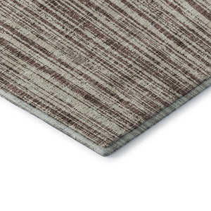 HomeRoots 5' X 8' Brown and Ivory Striped Area Rug - Washable, Stain Resistant, UV Protected, Perfect for Homes! 663812