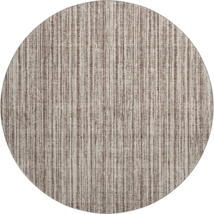 HomeRoots 8' Brown and Ivory Striped Washable Round Rug - Durable, UV Protected, Ideal for High-Traffic Spaces 663813