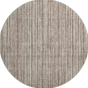 HomeRoots 8' Brown and Ivory Striped Washable Round Rug - Durable, UV Protected, Ideal for High-Traffic Spaces 663813