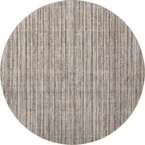 HomeRoots 8' Brown and Ivory Striped Washable Round Rug - Durable, UV Protected, Ideal for High-Traffic Spaces 663813