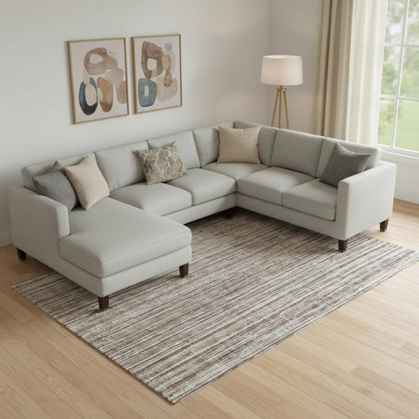 HomeRoots 8' X 10' Striped Brown and Ivory Washable Area Rug with UV Protection for High Traffic Homes 663814