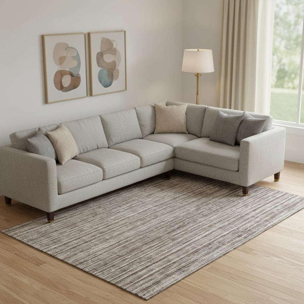 HomeRoots 9' X 12' Brown and Ivory Striped Area Rug - Durable, Washable, UV-Protected for High-Traffic Spaces 663815