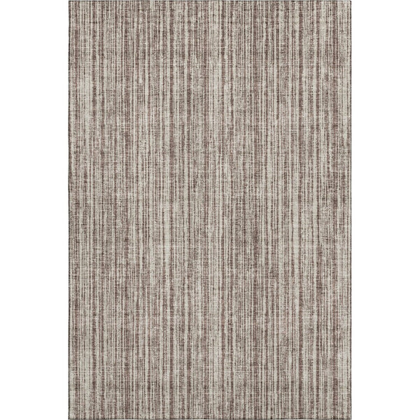 HomeRoots 10' X 14' Striped Washable Area Rug – Durable Brown & Ivory Design with UV Protection for Homes 663816