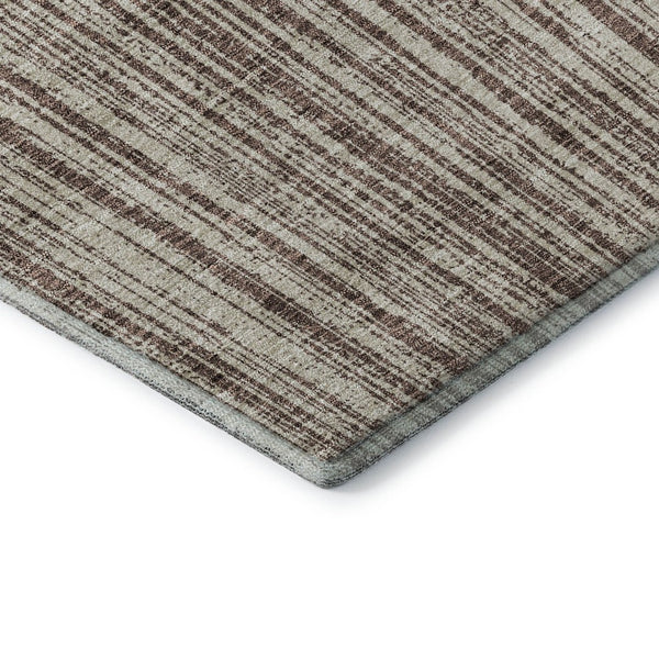HomeRoots 10' X 14' Striped Washable Area Rug – Durable Brown & Ivory Design with UV Protection for Homes 663816