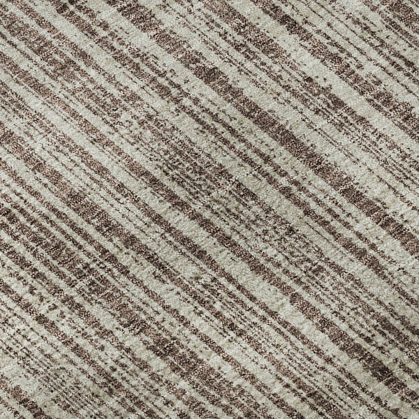 HomeRoots 10' X 14' Striped Washable Area Rug – Durable Brown & Ivory Design with UV Protection for Homes 663816