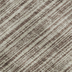 HomeRoots 10' X 14' Striped Washable Area Rug – Durable Brown & Ivory Design with UV Protection for Homes 663816