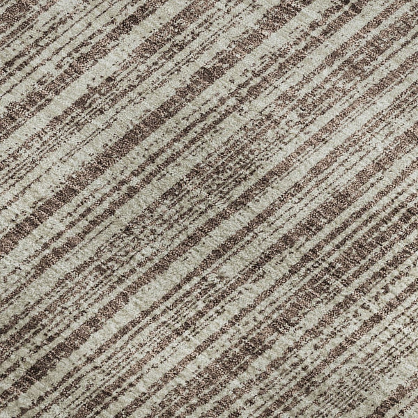 HomeRoots 10' X 14' Striped Washable Area Rug – Durable Brown & Ivory Design with UV Protection for Homes 663816