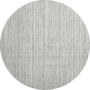 HomeRoots 8' Gray and Silver Striped Washable Round Rug - Stylish, UV Protected, Durable for Indoor & Outdoor Use 663819