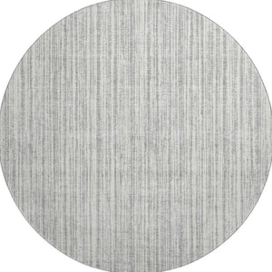 HomeRoots 8' Gray and Silver Striped Washable Round Rug - Stylish, UV Protected, Durable for Indoor & Outdoor Use 663819