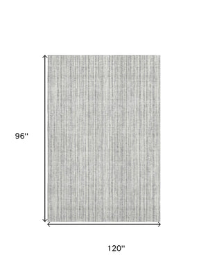 HomeRoots 8' X 10' Gray and Silver Striped Washable Area Rug - Durable, Stain Resistant, UV Protected Elegance 663820