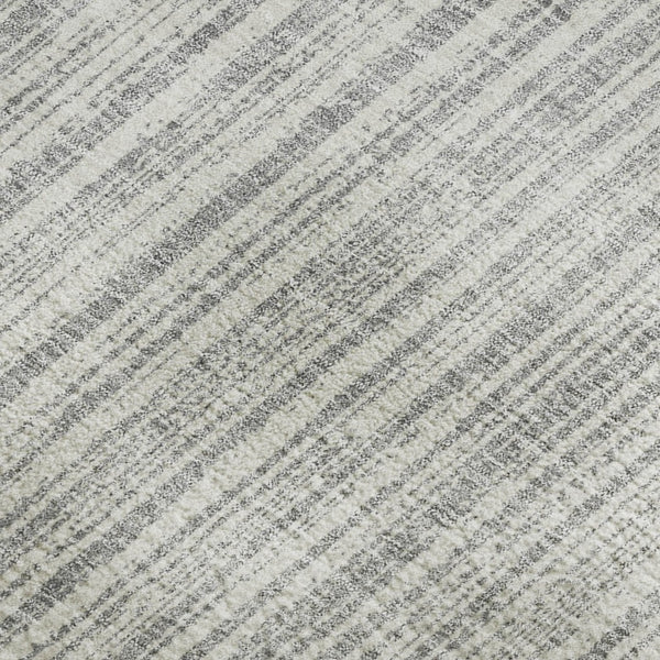 HomeRoots 8' X 10' Gray and Silver Striped Washable Area Rug - Durable, Stain Resistant, UV Protected Elegance 663820