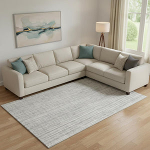 HomeRoots 8' X 10' Gray and Silver Striped Washable Area Rug - Durable, Stain Resistant, UV Protected Elegance 663820