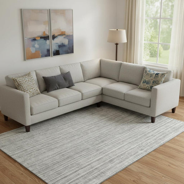 HomeRoots 9' X 12' Gray And Silver Striped Area Rug – Durable, Stain Resistant, UV Protected for Everyday Elegance 663821