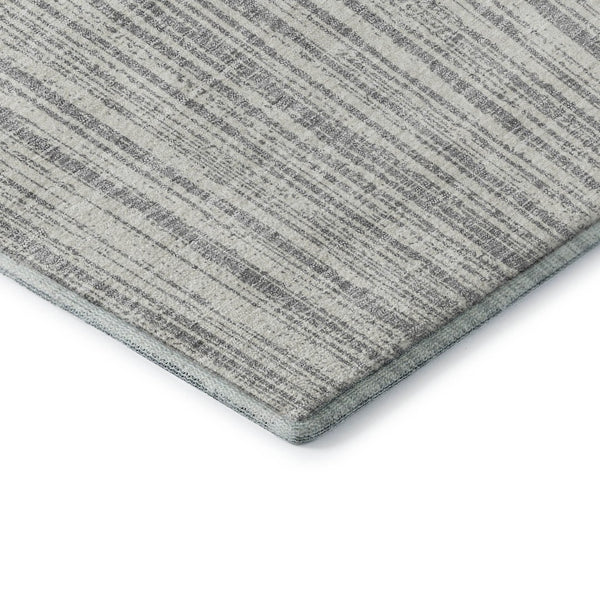 HomeRoots 10' Gray & Silver Striped Washable Area Rug - UV Protected, Durable, Stylish for Any Space 663822