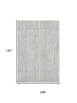 HomeRoots 10' Gray & Silver Striped Washable Area Rug - UV Protected, Durable, Stylish for Any Space 663822
