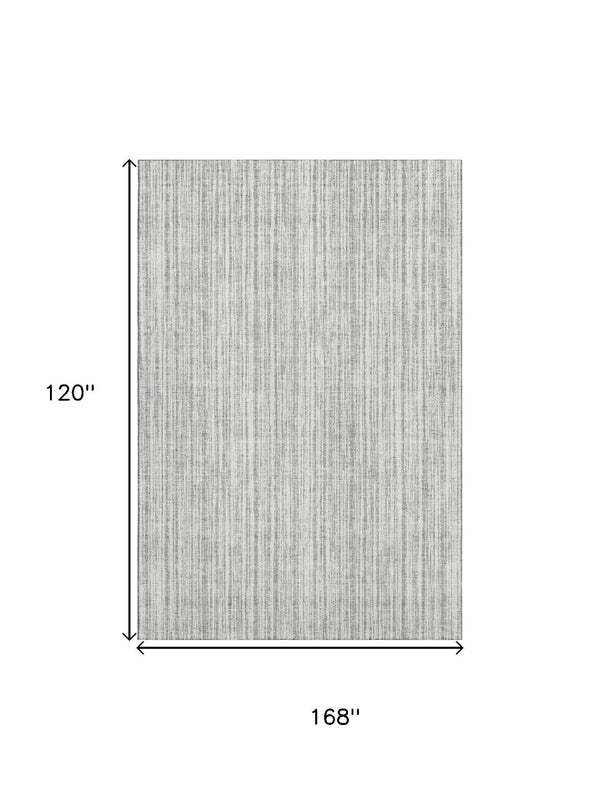 HomeRoots 10' Gray & Silver Striped Washable Area Rug - UV Protected, Durable, Stylish for Any Space 663822