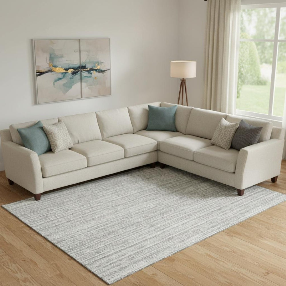 HomeRoots 10' Gray & Silver Striped Washable Area Rug - UV Protected, Durable, Stylish for Any Space 663822