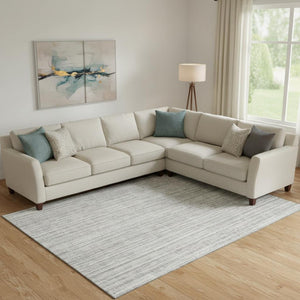HomeRoots 10' Gray & Silver Striped Washable Area Rug - UV Protected, Durable, Stylish for Any Space 663822