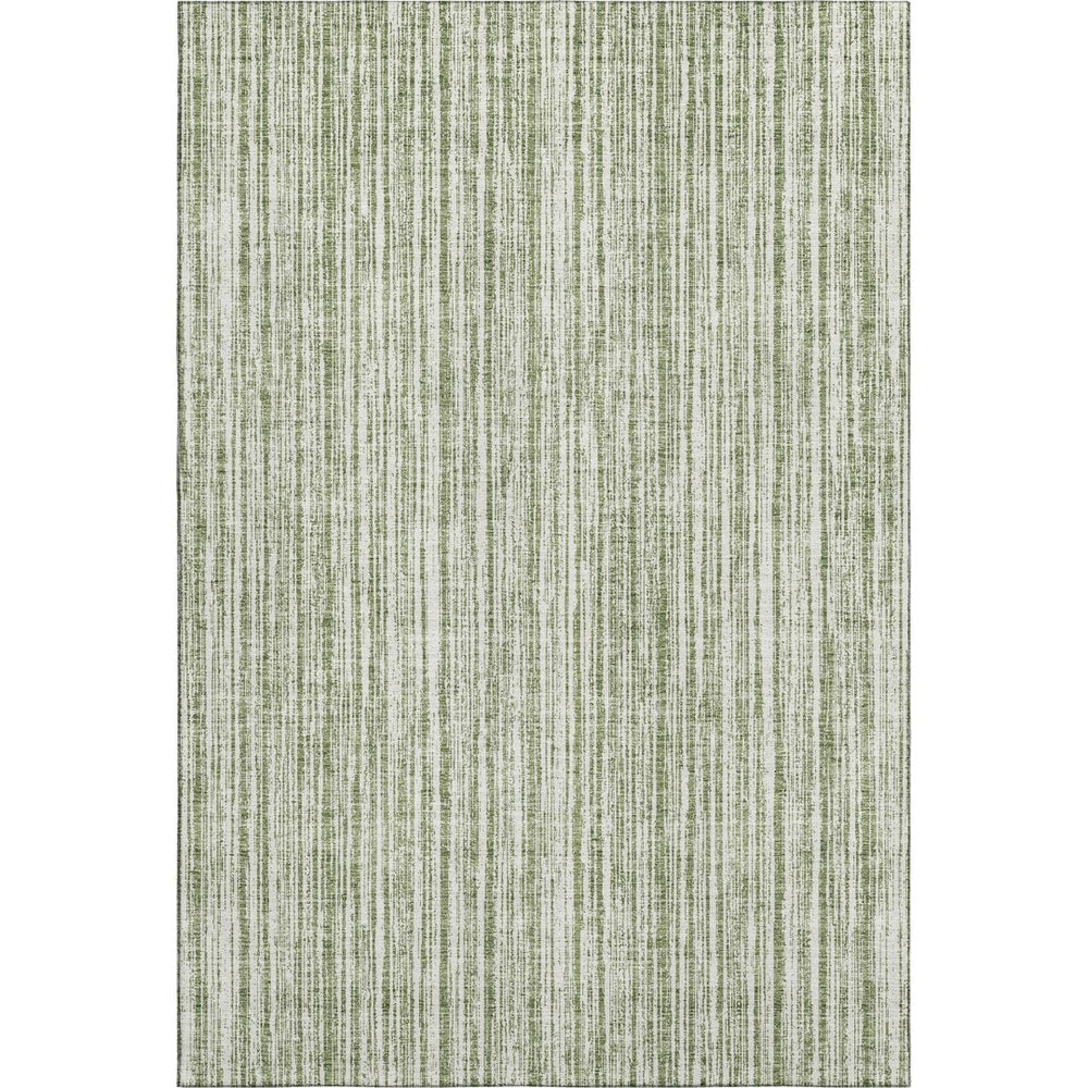HomeRoots 8' X 10' Green and Ivory Striped Washable Area Rug - UV Protected, Durable, Stylish for Home & Patio 663826
