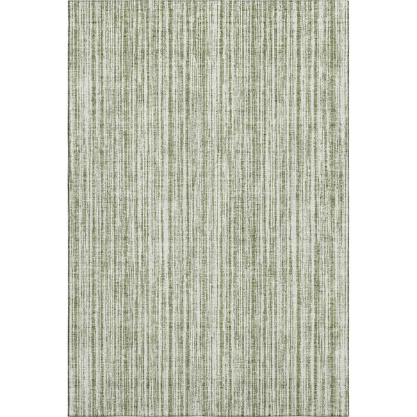 HomeRoots 9' X 12' Green And Ivory Striped Area Rug - Durable, Washable, UV-Protected for Timeless Elegance 663827
