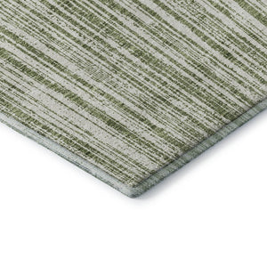 HomeRoots 9' X 12' Green And Ivory Striped Area Rug - Durable, Washable, UV-Protected for Timeless Elegance 663827
