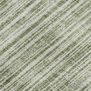HomeRoots 9' X 12' Green And Ivory Striped Area Rug - Durable, Washable, UV-Protected for Timeless Elegance 663827