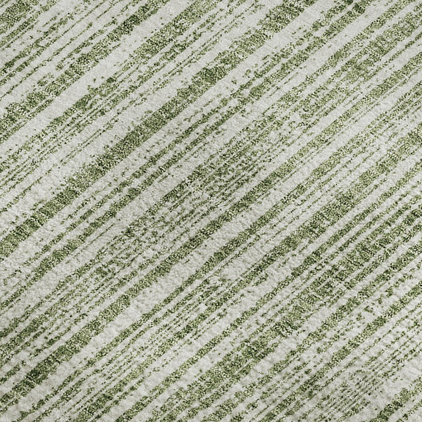 HomeRoots 9' X 12' Green And Ivory Striped Area Rug - Durable, Washable, UV-Protected for Timeless Elegance 663827