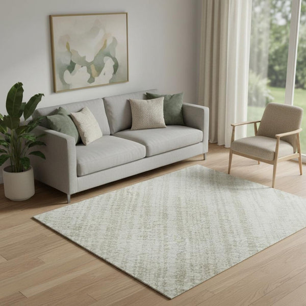 HomeRoots 5' X 8' Ivory And Beige Striped Area Rug - Washable, Stain Resistant, UV Protected for Busy Homes 663830