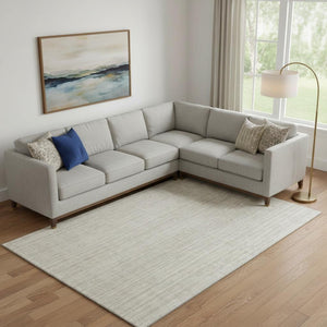 HomeRoots 8' X 10' Ivory and Beige Striped Washable Area Rug – Stain Resistant, UV Protected, Durable Design 663832
