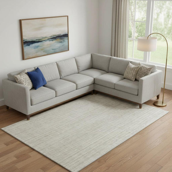 HomeRoots 8' X 10' Ivory and Beige Striped Washable Area Rug – Stain Resistant, UV Protected, Durable Design 663832