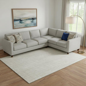 HomeRoots 9' X 12' Ivory Striped Area Rug - Washable, UV Protected, Stain-Resistant for Busy Homes & Elegance 663833